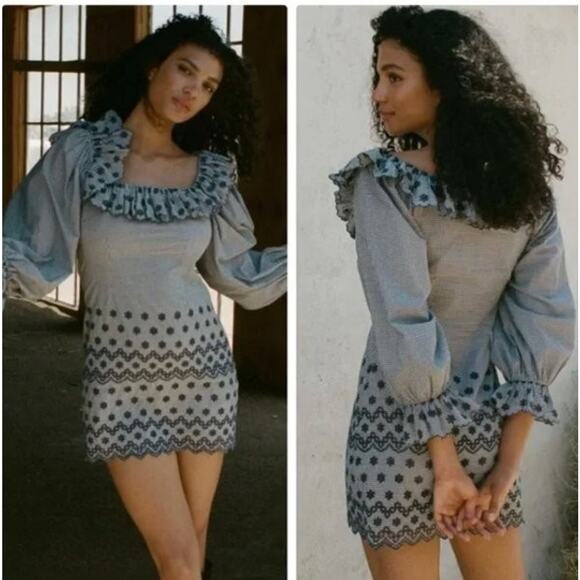 DOEN Sz L Large Blue Azure Gingham Franique Dress NWT - Picture 12 of 12